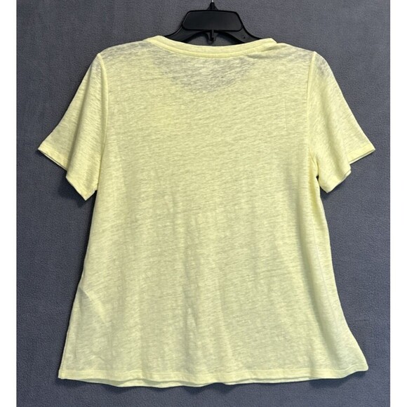 NWT Eileen Fisher 100% Organic Linen Jersey Crew Neck T Shirt Citrus Yellow XXS - Picture 5 of 10